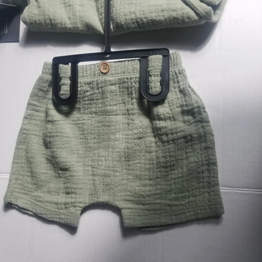 NWT MODERN MOMENTS GREEN BUTTON DOWN SHORT OUTFIT SIZE 18 MONTHS